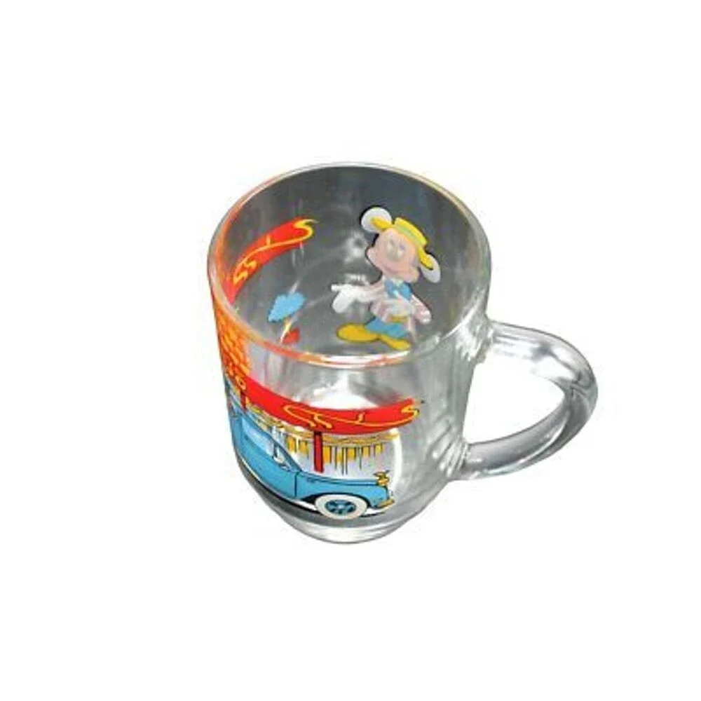 Vintage Mickey Mouse Automobile Mug BEX S.A. France Disney Paris Glass